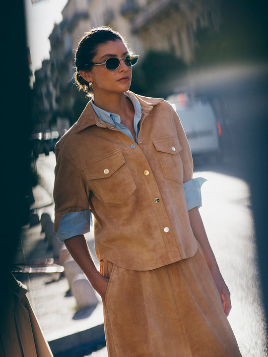 Chemise en cuir « Sigga » de MOS MOSH