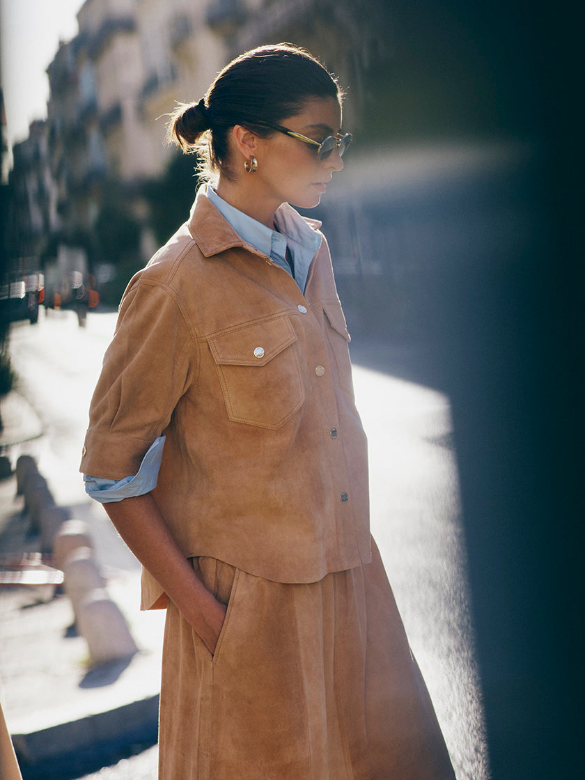 Chemise en cuir « Sigga » de MOS MOSH