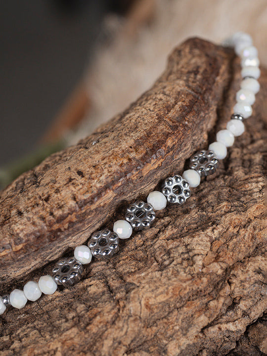 Fusskettchen «Fieldflower Silber Weiss» von CORAZON