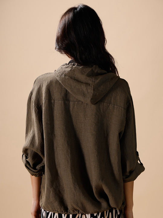 Veste en lin à capuche de la marque INTUITION PARIS