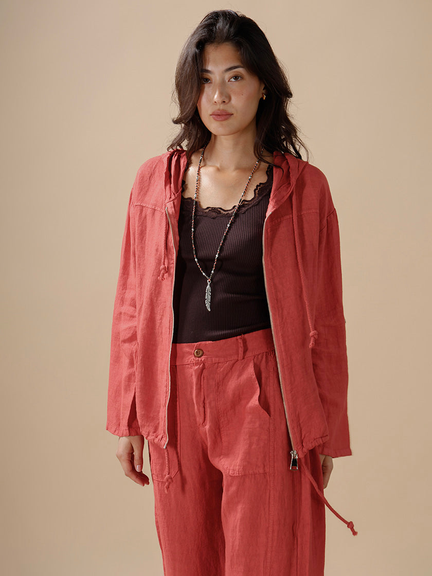 Veste en lin à capuche de la marque INTUITION PARIS