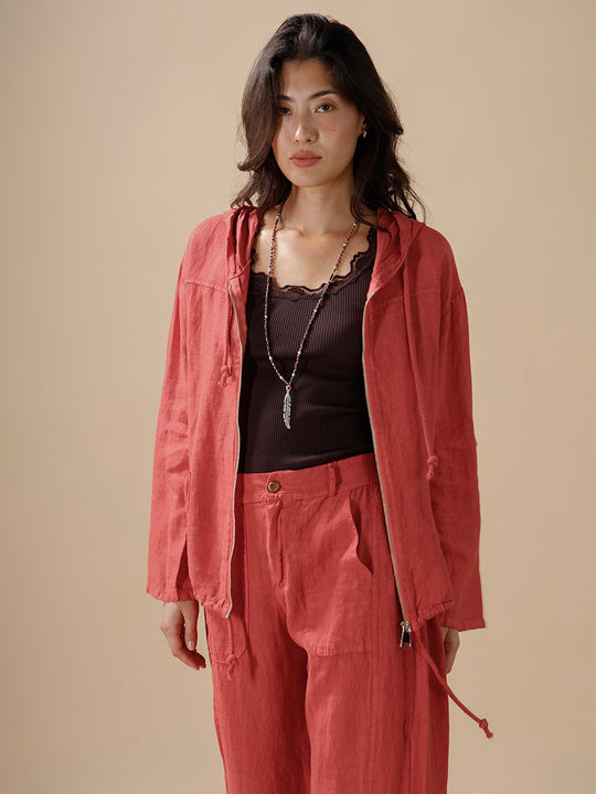Veste en lin à capuche de la marque INTUITION PARIS