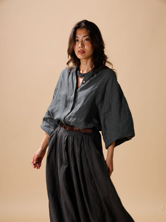 Chemisier en lin «oversize» d'INTUITION PARIS